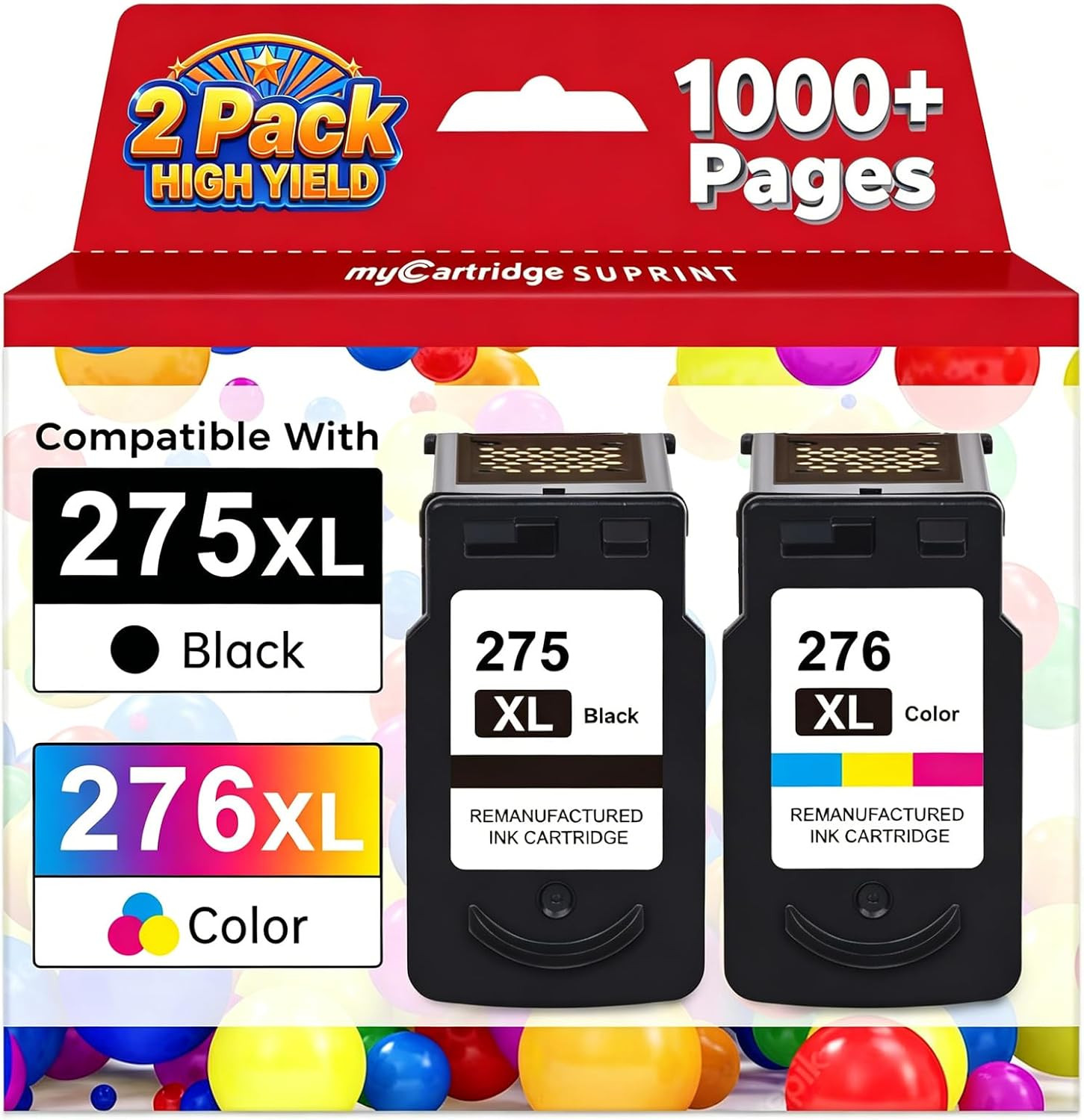 PG-275XL CL-276XL High Yield Replacement for Canon 275 and 276 Ink Cartridges 27