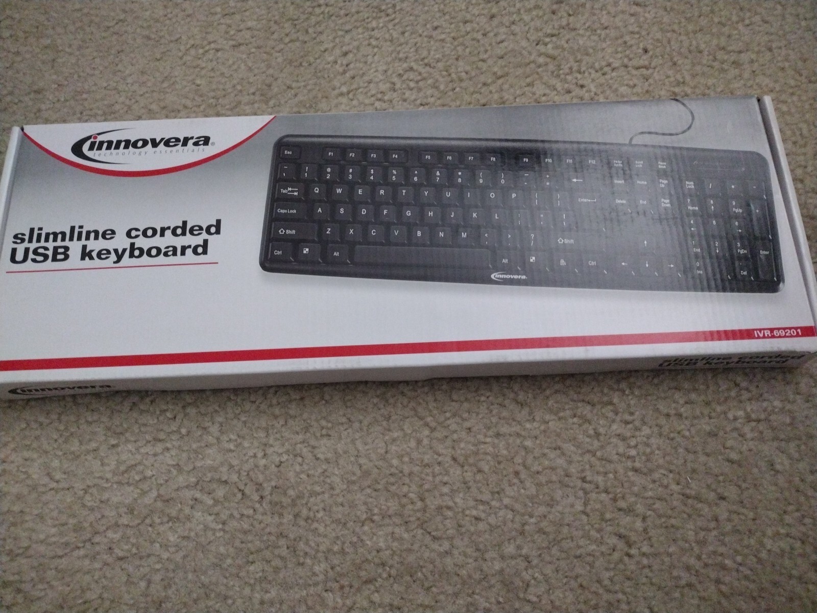 Innovera Keyboard Slimline Corded USB Computer Keyboard Black IVR-69201