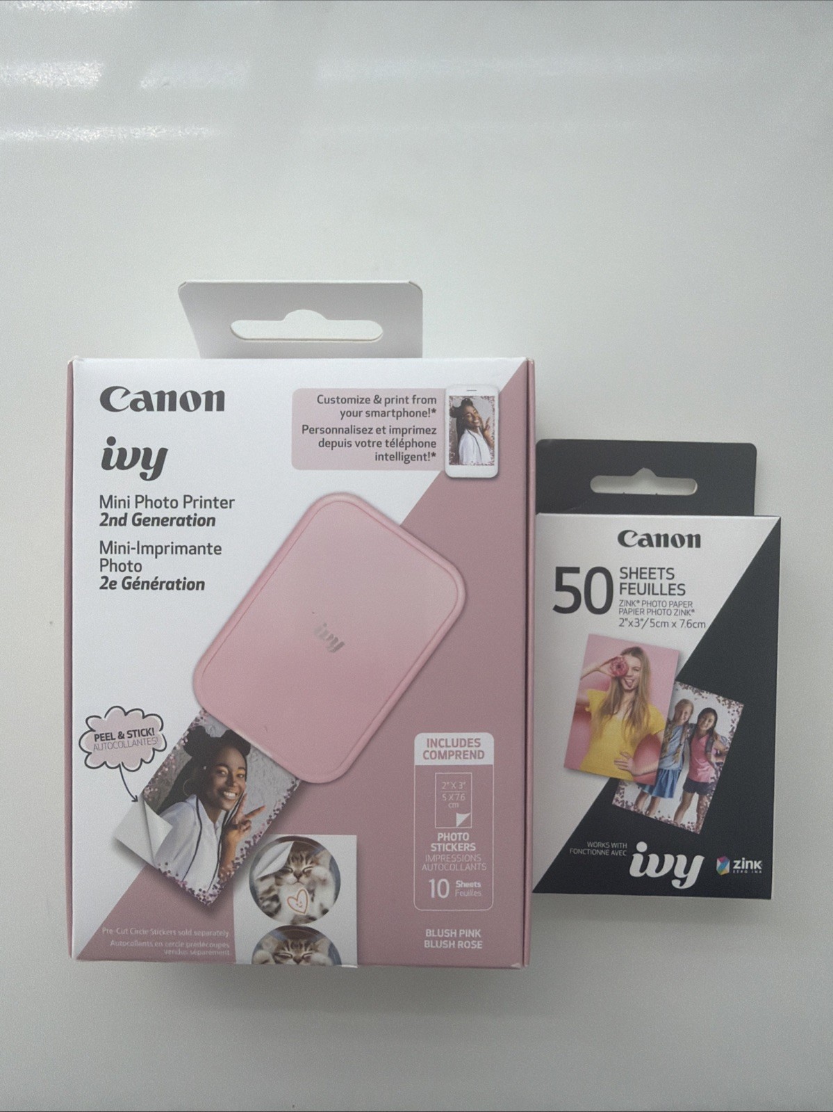 Canon IVY2 Pink Mini Photo Printer Bundle With 60 Sheets