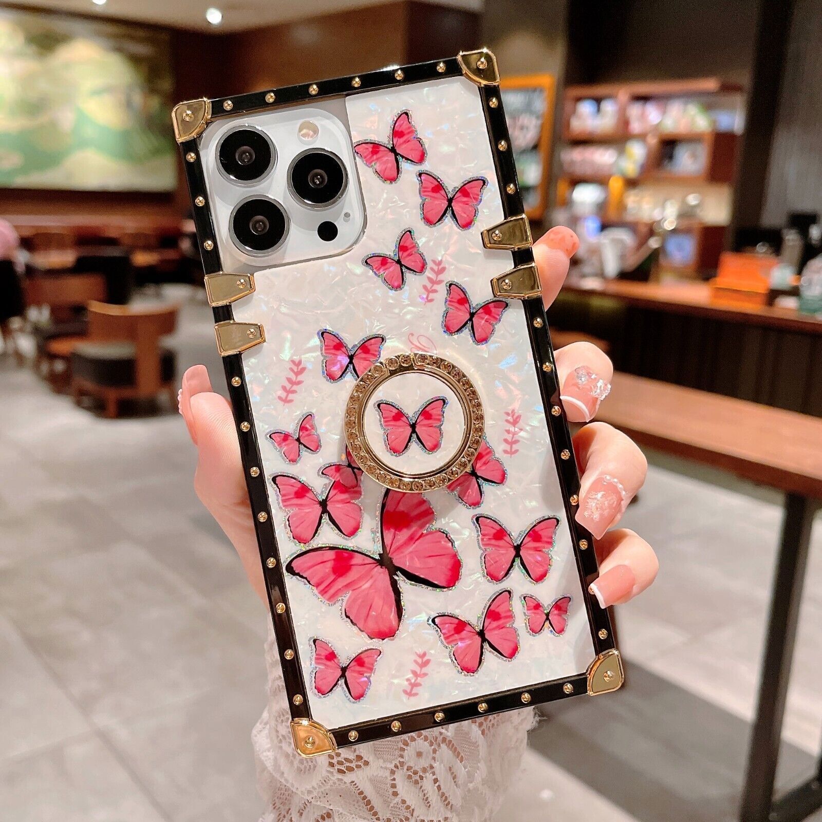 Ring Butterfly Luxury Boxy Trunk Case For A34 A36 A14 A56 A54 A17 A06 A16 A26
