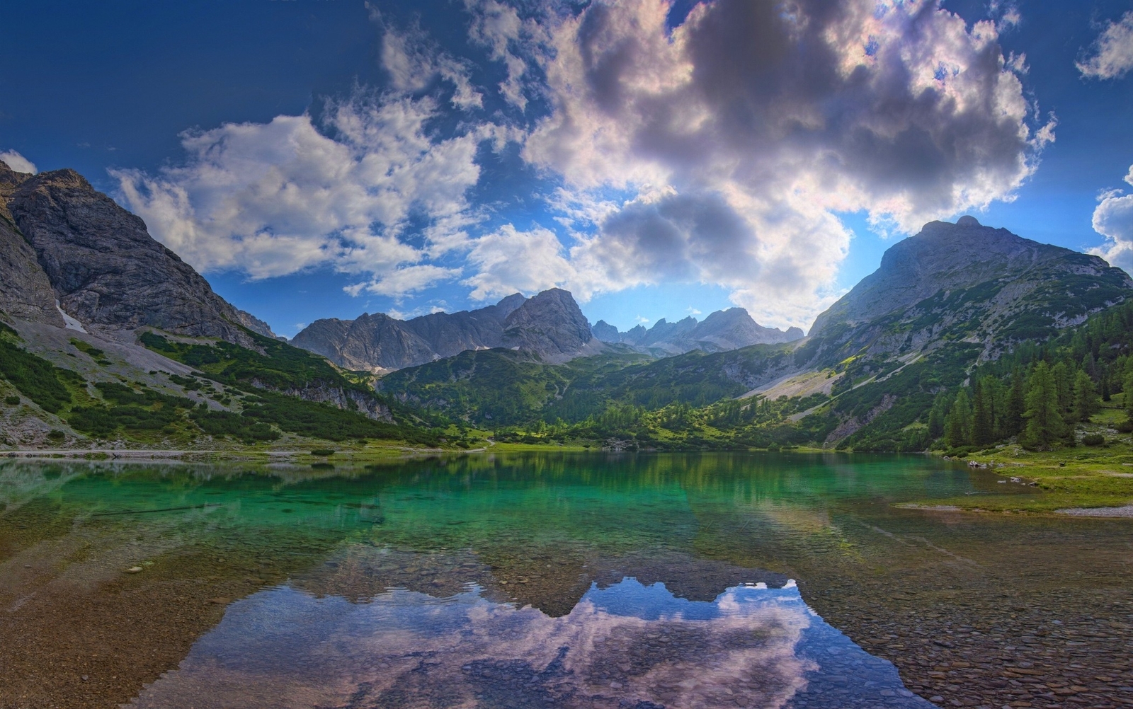 Landscape nature summer lake mountains austria clouds Custom Gaming Mat Desk