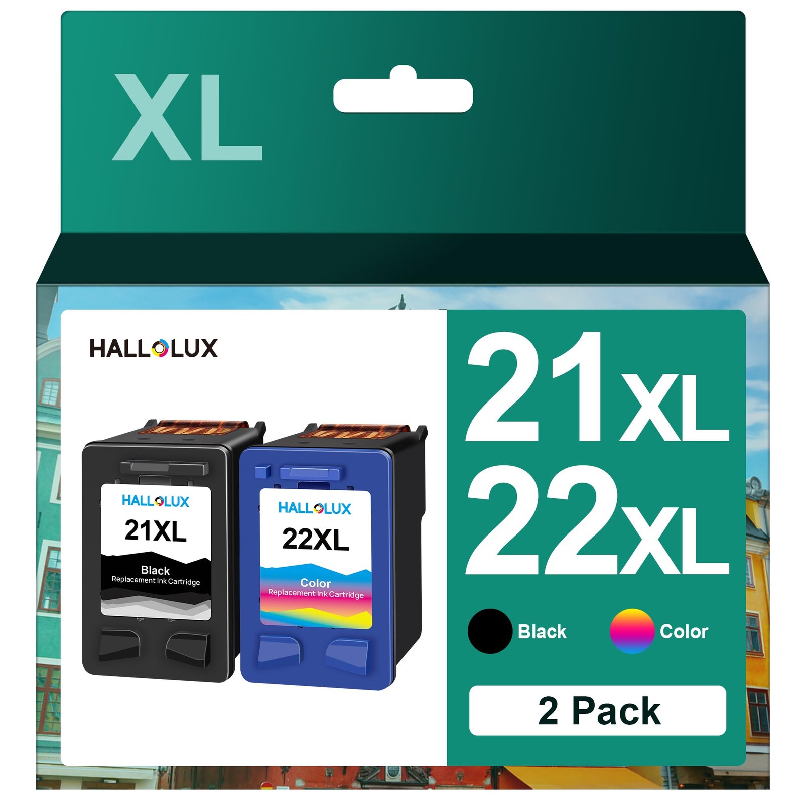 HALLOLUX 21XL 22XL Compatible for HP 21 XL 22 XL Ink Cartridges Combo Pack