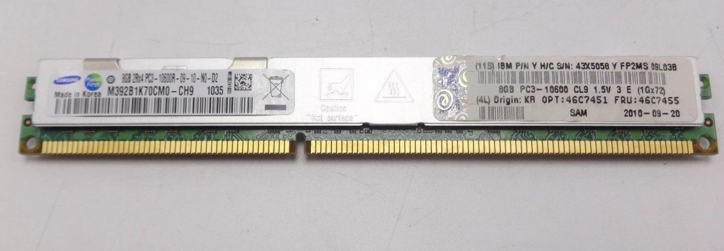 IBM 43X5318 8GB PC3-10600R VLP Memory Module Server Memory 8GB 2R 4 PC3