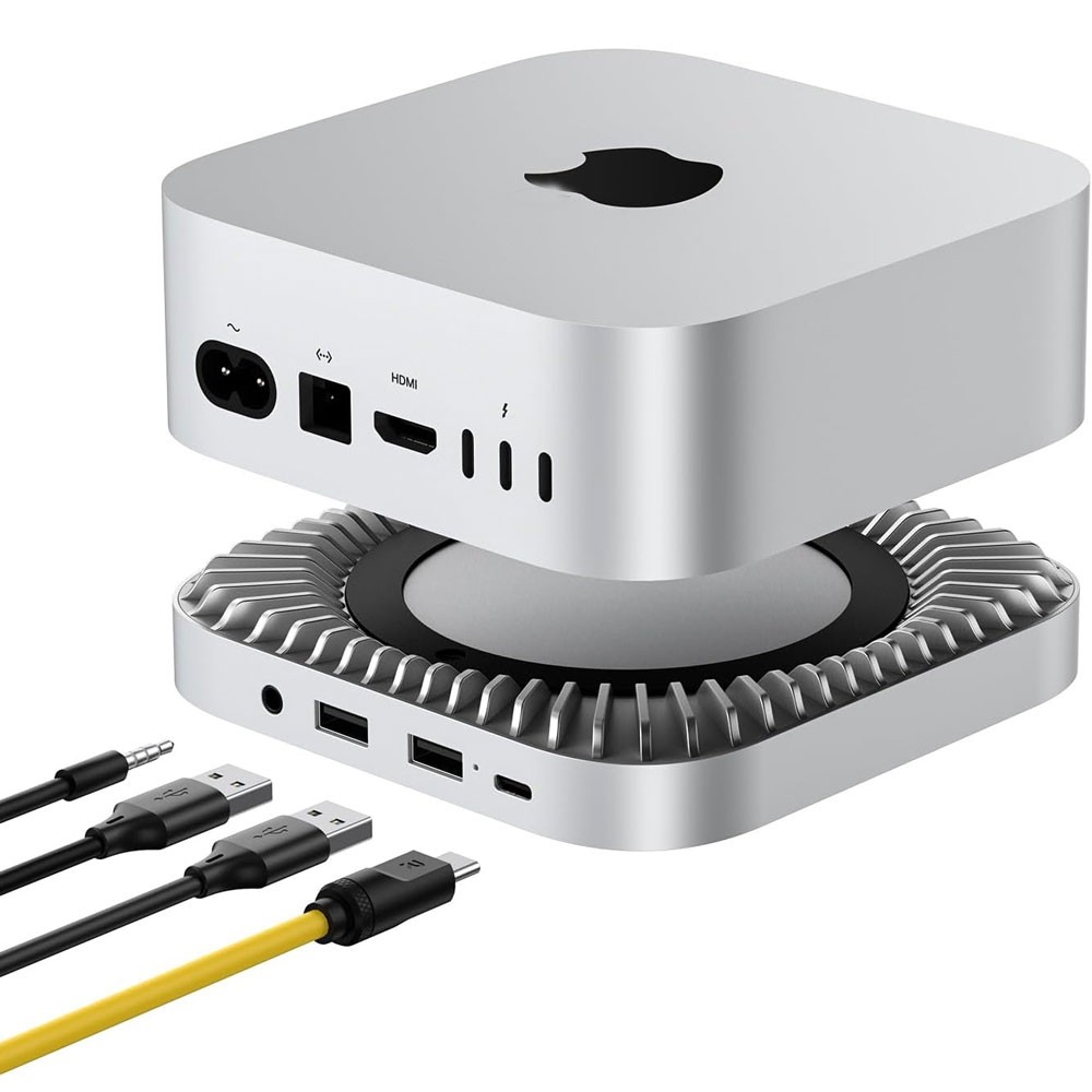 RayCue Mac Mini M6, M5 Pro, M4 Dock, 40Gbps Aluminum Hub & Stand 40Gbps