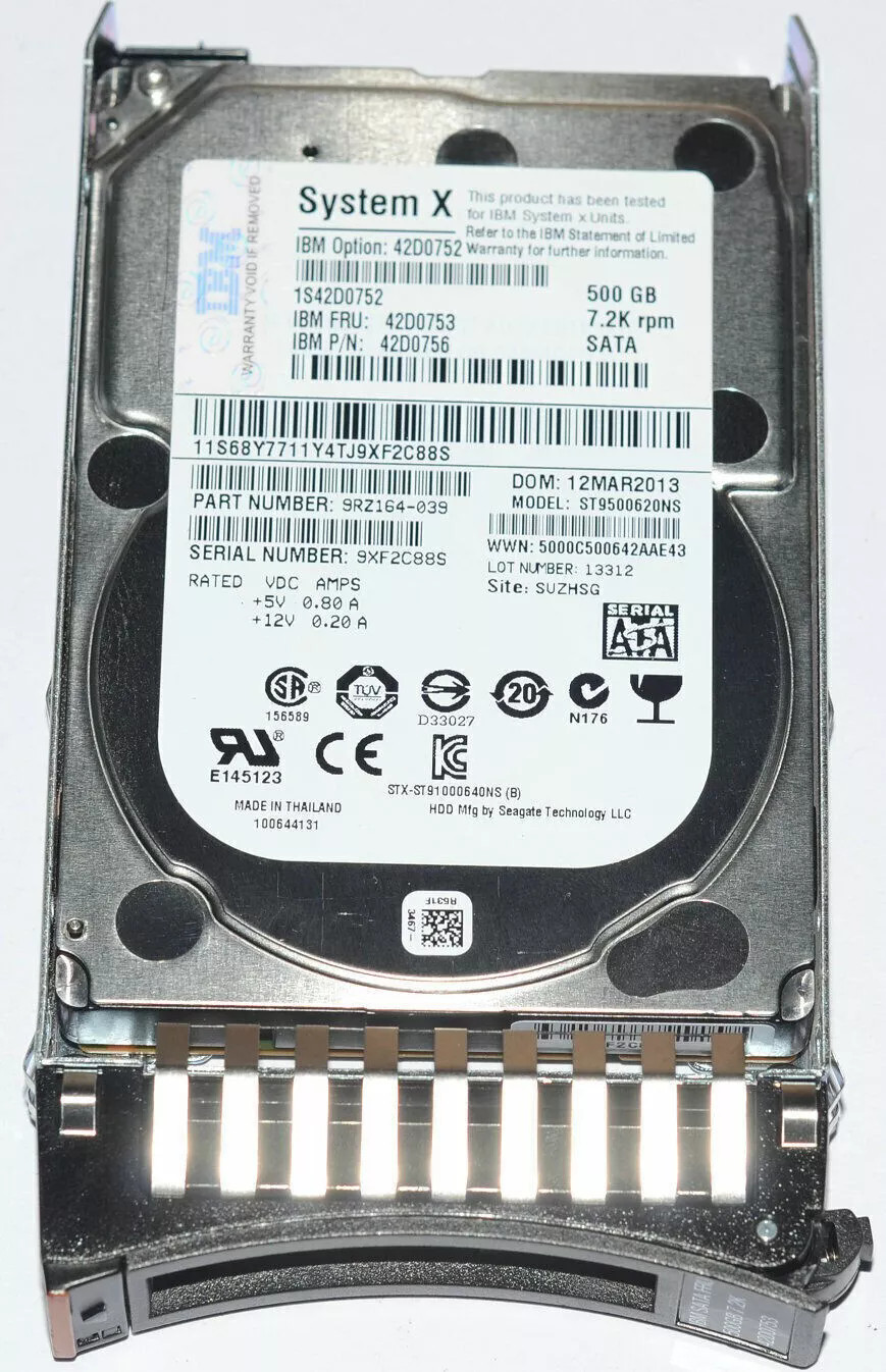 NEW IBM 42D0752 42D0753 42D0756 500GB 7200 RPM SFF 2.5'' SATA HDD Hard Drive