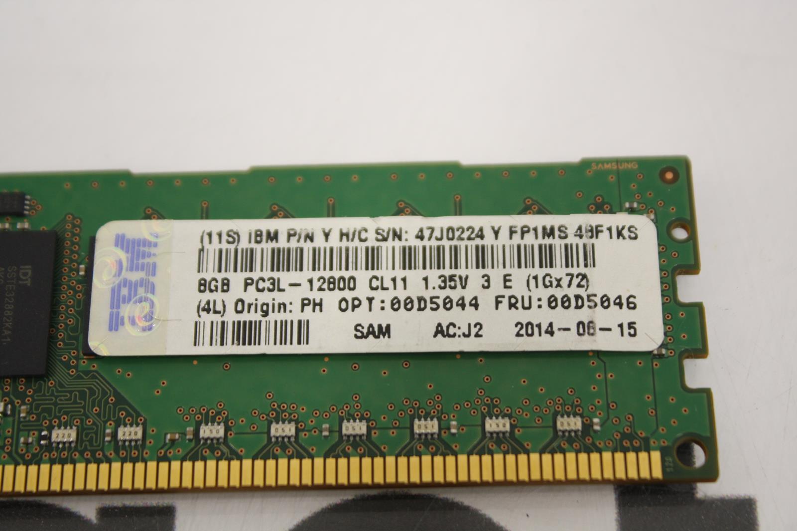 IBM/LENOVO 47J0224 8GB 2RX8 PC3-12800R 1.35V REG ECC