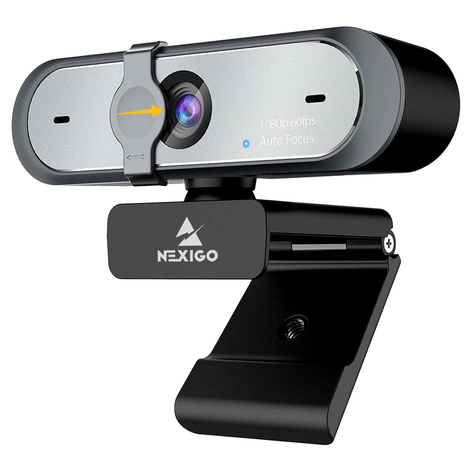 NexiGo N660P 1080P 60FPS Webcam with Software Control, Dual Microphone & Cover