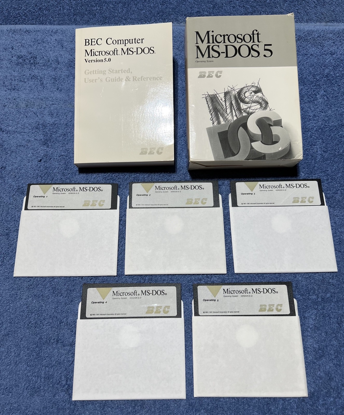 Microsoft MS-DOS 5 Vintage PC Operating System 1991 - Box, Manual, Disks