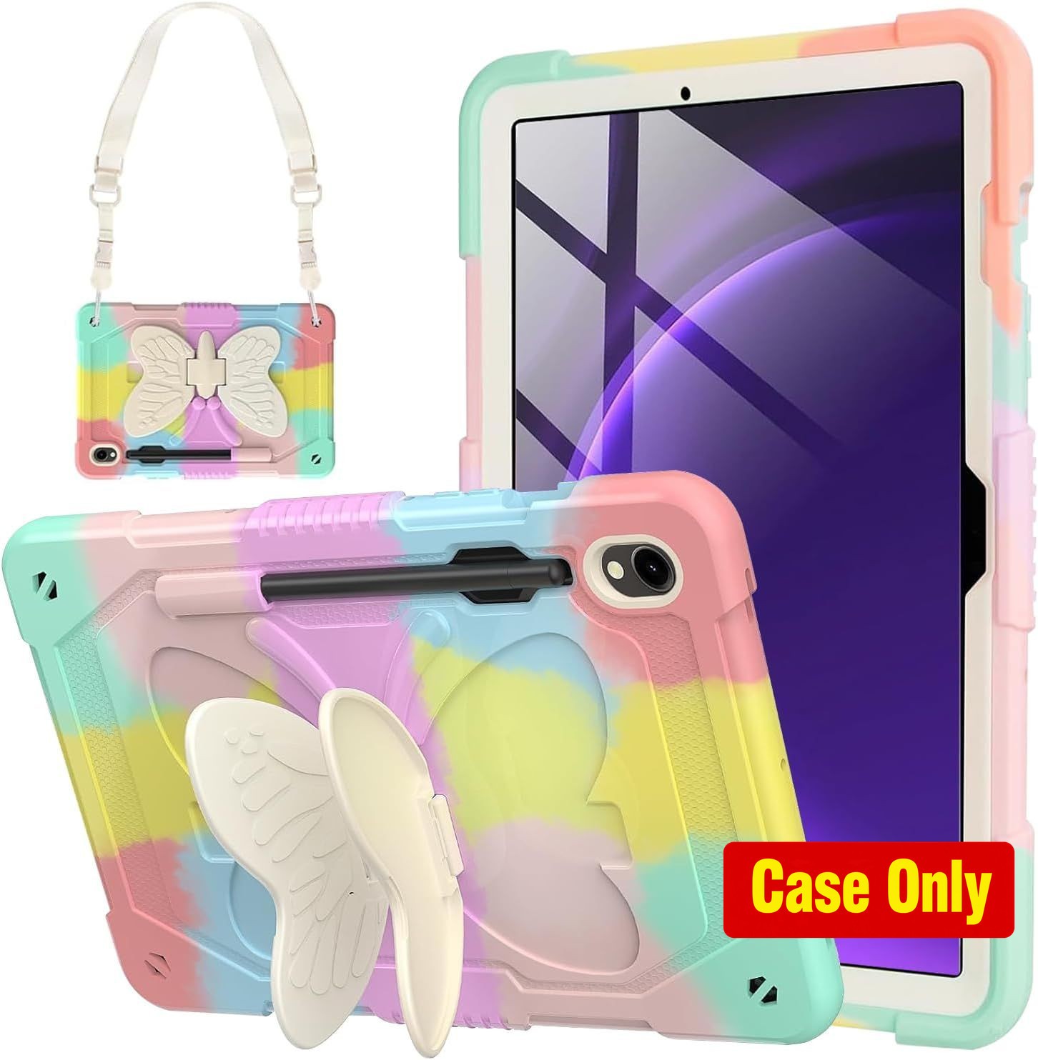 Butterfly Protective Cover for Galaxy Tab S10 Lite 10.9" with Stand & Strap Pink