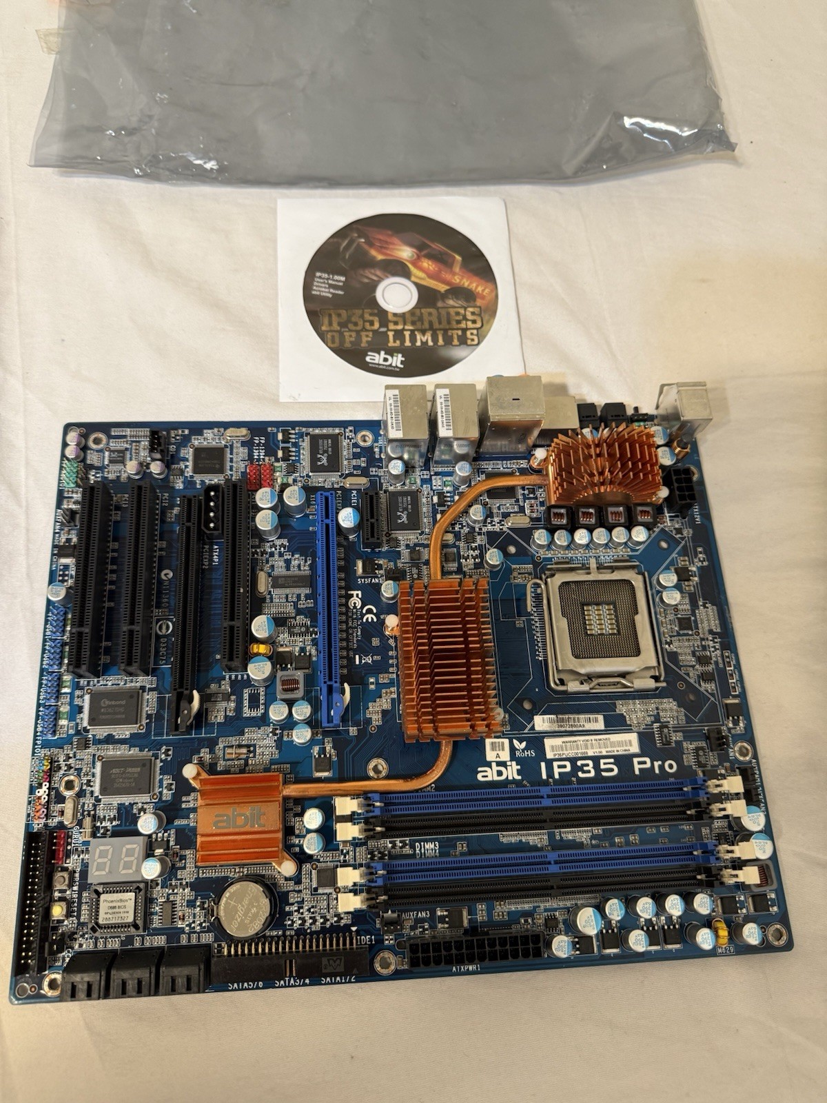 Abit IP35 Pro Motherboard LGA775 – Clean – With Driver Disc – Vintage