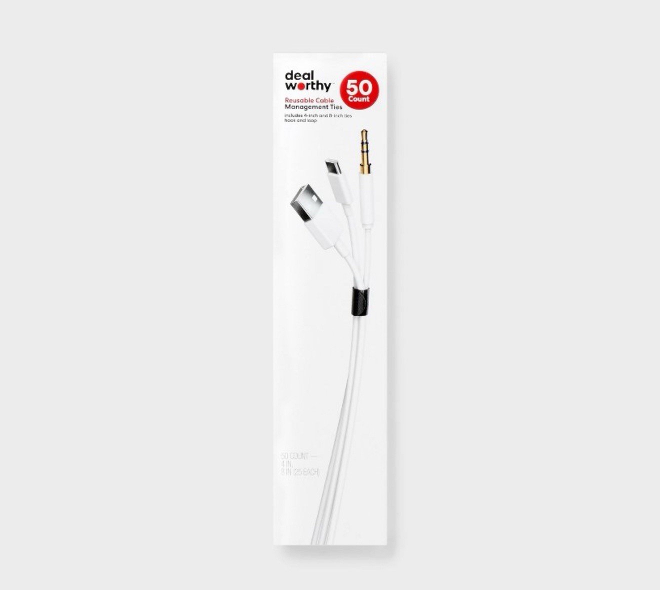 50Pcs Reusable Cable Management Ties Black And  White Cord Hook Loop