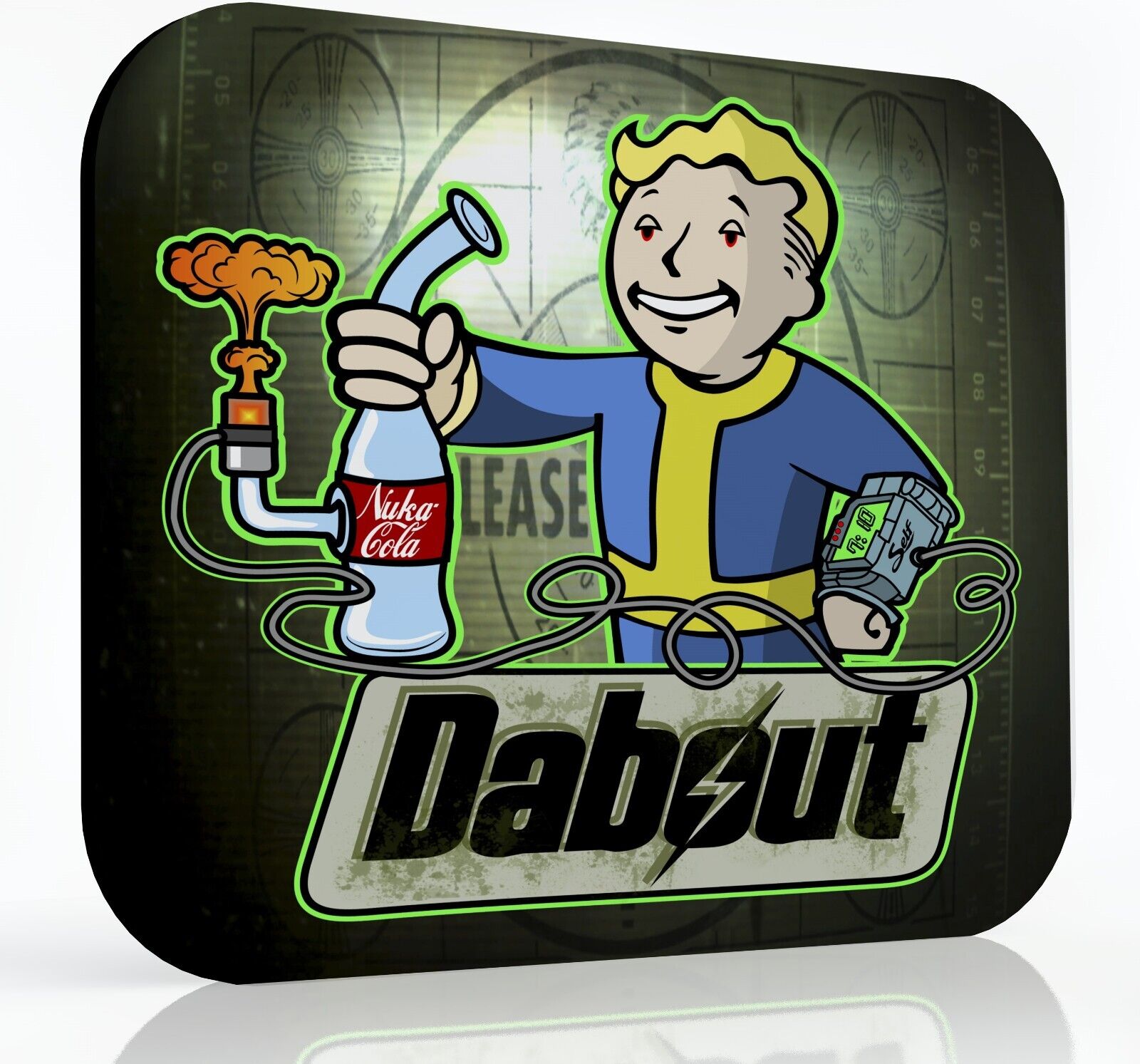 Fallout Dab Boy Parody Mousepad - 8x10 inch square mousepad - Stoner 420 gift