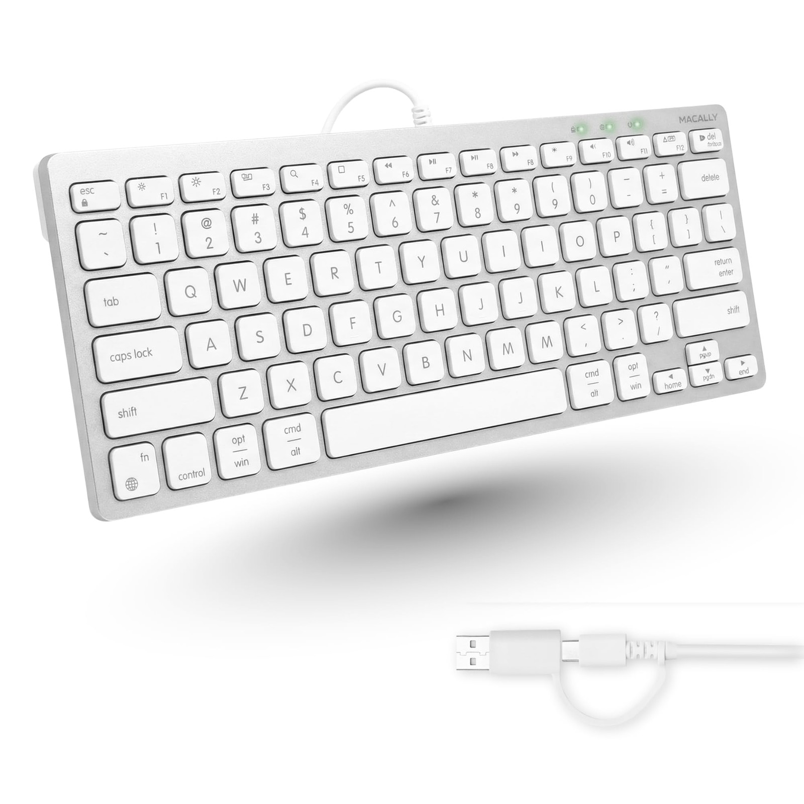 Macally USB C Wired Keyboard for Mac USB C + USB A – Compatible Keyboard for ...