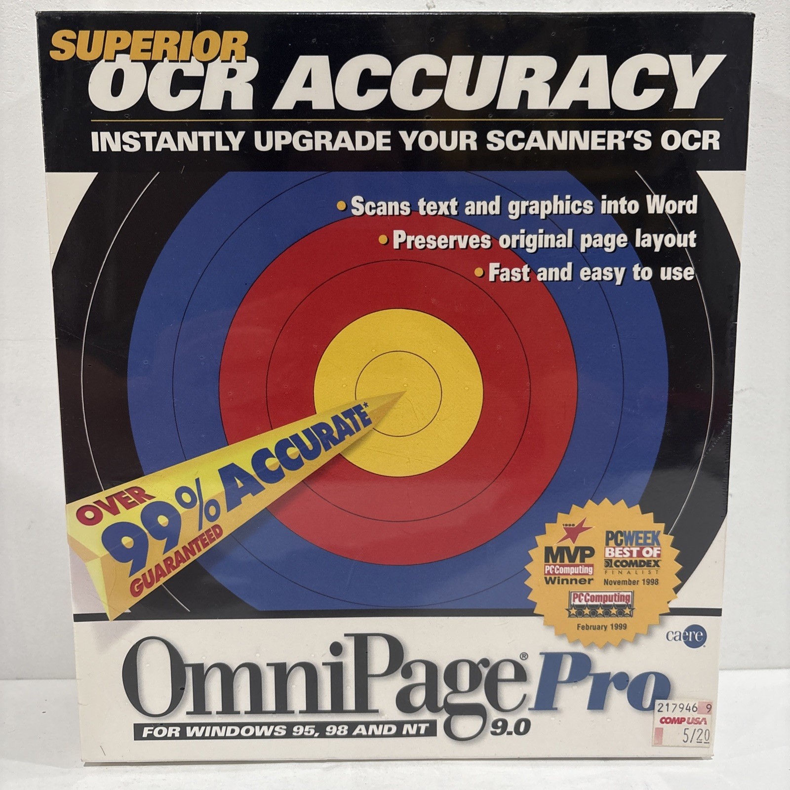Vintage OmniPage Pro 9.0 Windows Upgrade OCR Scanner Software 95  New