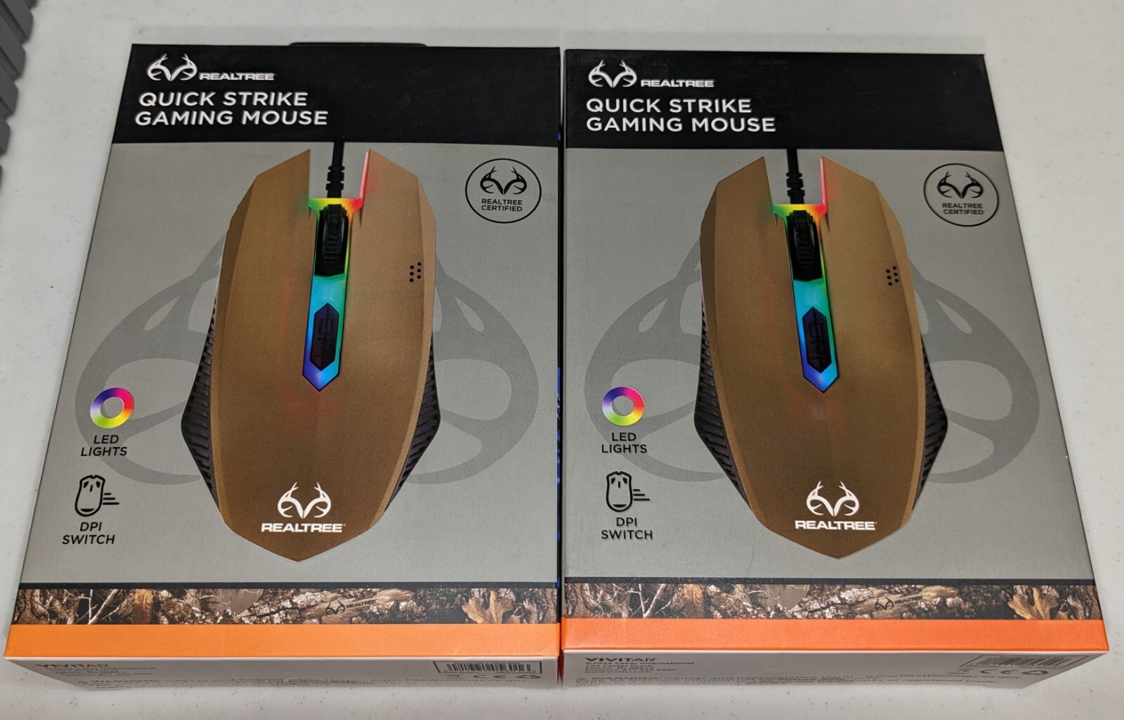 2x Vivitar-RealTree Quick Strike Gaming Mouse DPI Switch LED RBG lights-Corded