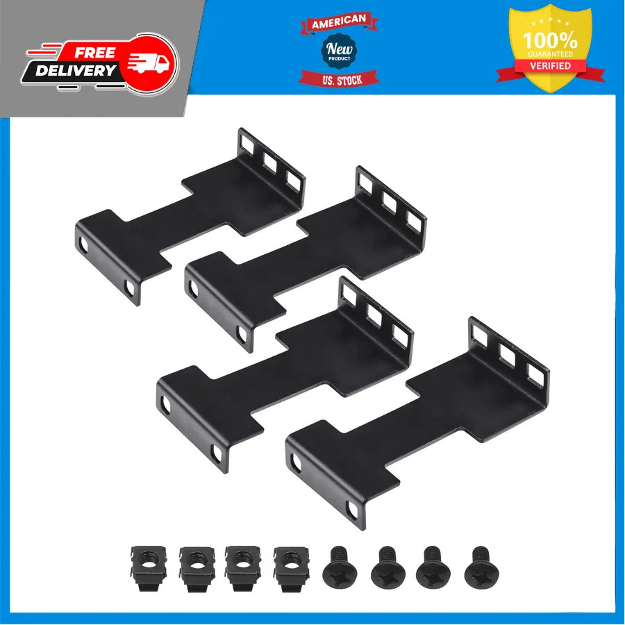 4 Pcs 1U Server Rack Depth Extender Recessed Mount Adapter Kit for Network Rack