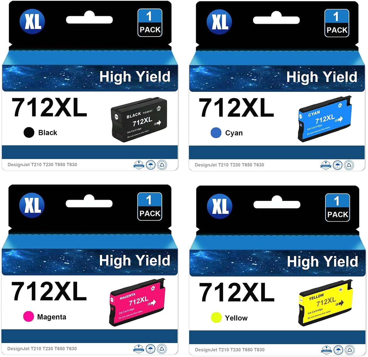 712/712XL Ink Cartridge for HP DesignJet T210, T230, T630, T650 & Studio Plotter