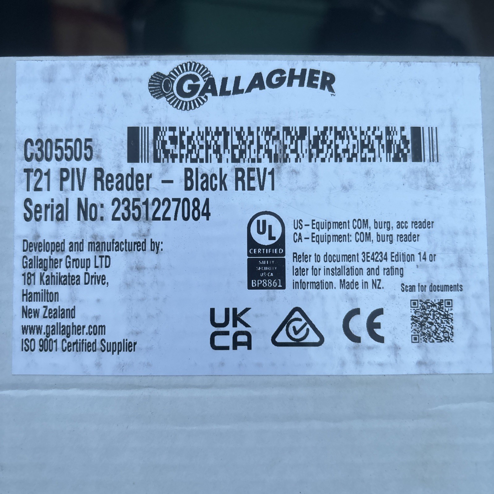 Gallagher C305505 T21 PIV High Security Reader NEW