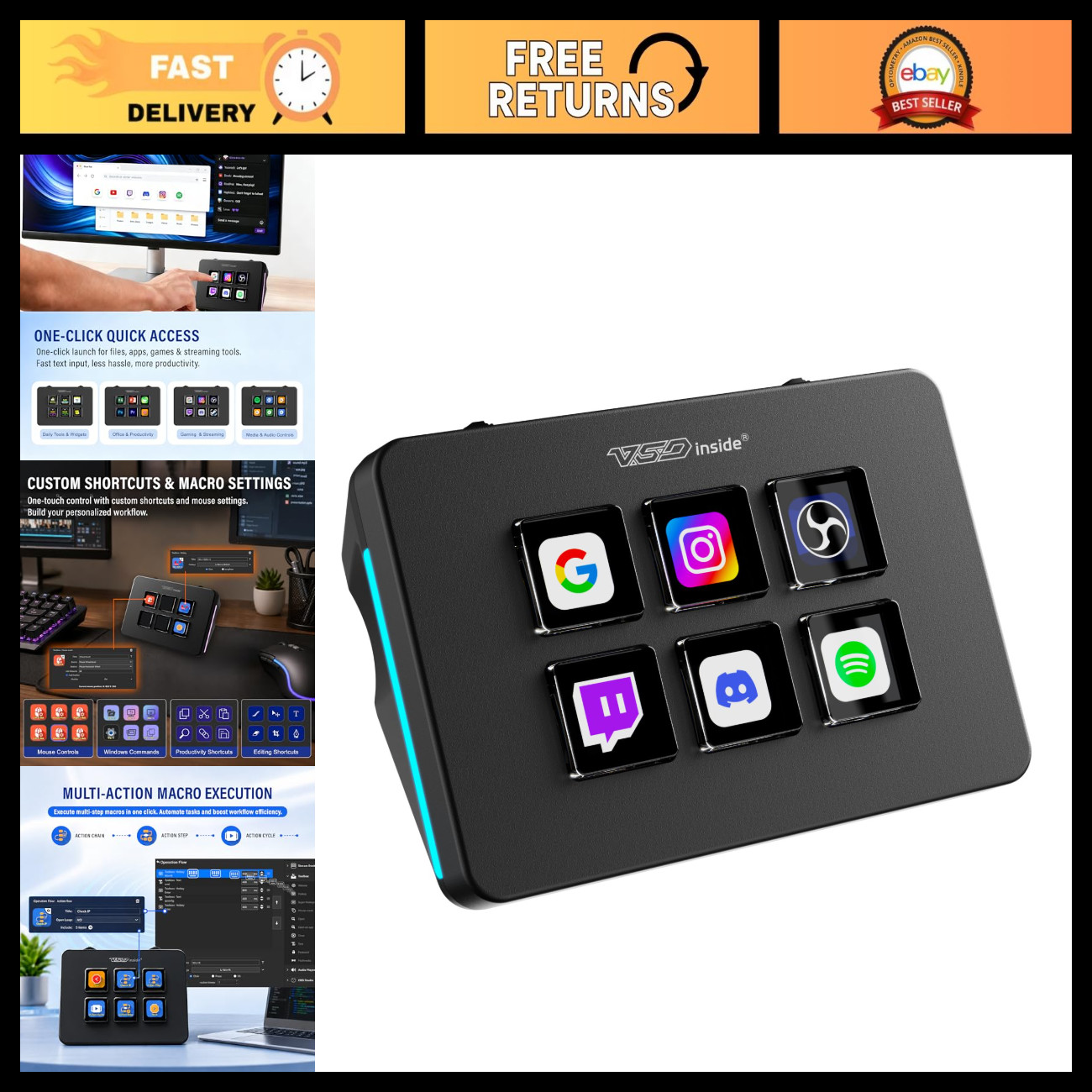 Mini Macro Pad Shortcut Keypad, Stream Controller for Gaming & Streaming Setup