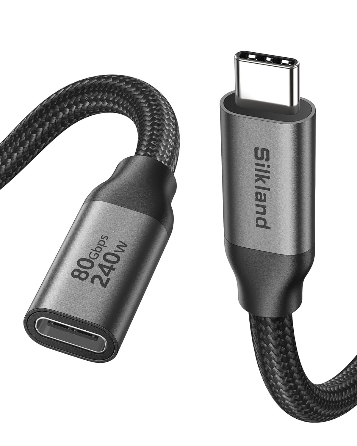 Silkland 80Gbps USB 4 Extension Cable for Thunderbolt 5/4, [240W Charging, 8K 60