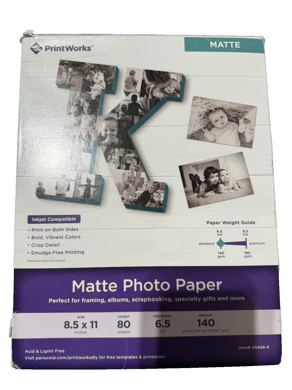 Printworks Matte Photo Paper for Inkjet Printers, Printable on Both Sides, 80ct