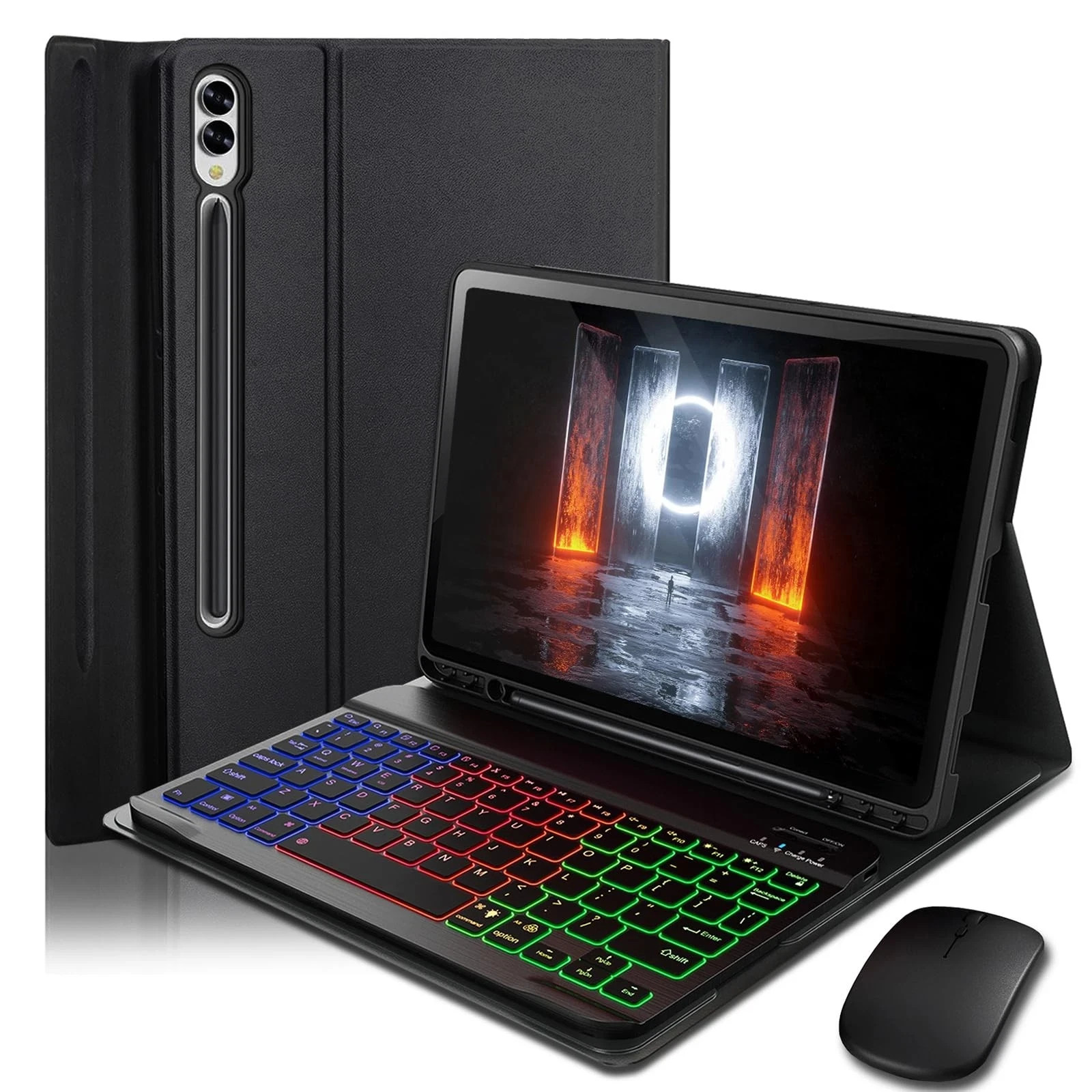 7 Colors Backlit Keyboard Case with Mouse for 12.4" Samsung Galaxy Tab S7 FE/S7