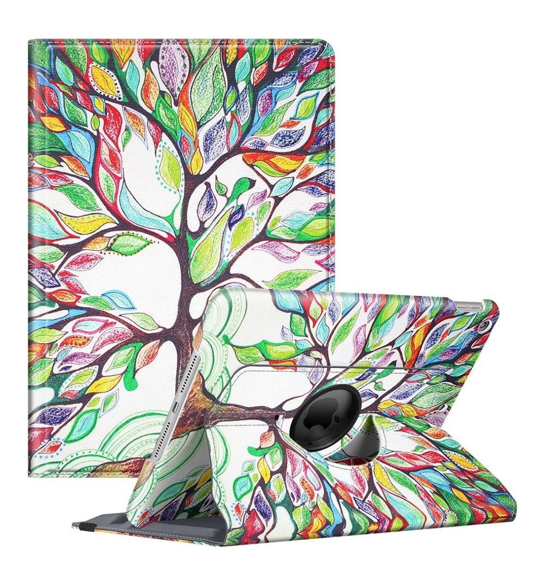 iPad 7/8/9  Folding Folio Case Rotatable Full Protection Stand Leaves NEW