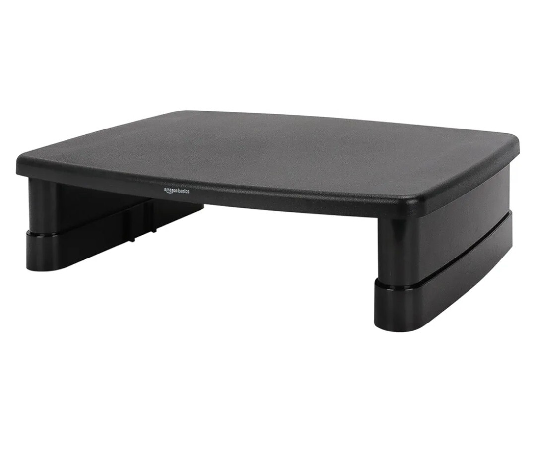 Amazon Basics Height Adjustable, Fits Monitors, Laptops Up to 22lbs, Black