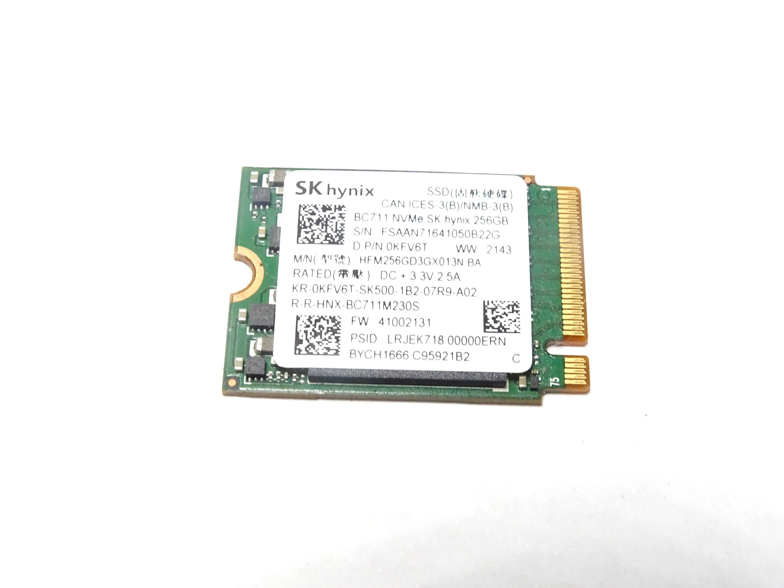 SK hynix BC711 256GB NVMe M.2 SSD PCIe Gen3x4 99% Health
