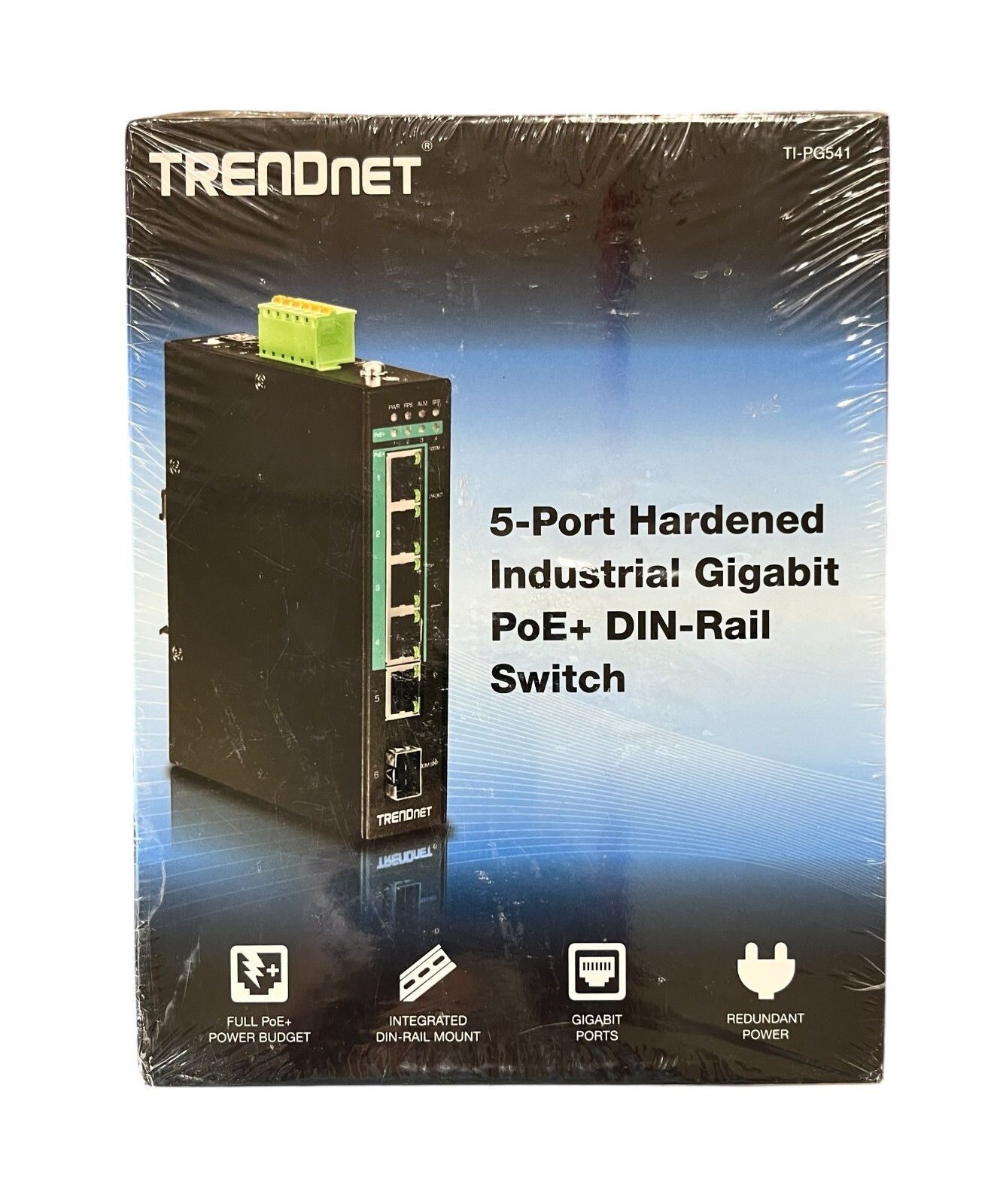 TRENDnet TI-PG541 5-Port Hardened Industrial Gigabit PoE+ DIN-Rail Switch NEW