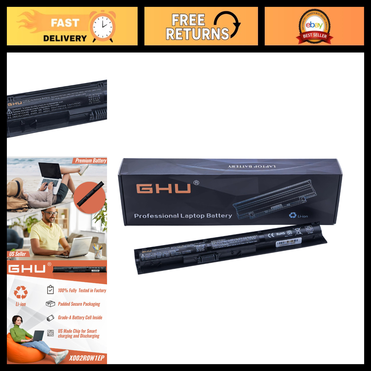 33Wh Laptop Battery Replacement for HP ProBook 450 440 455 G2, Compatible Parts