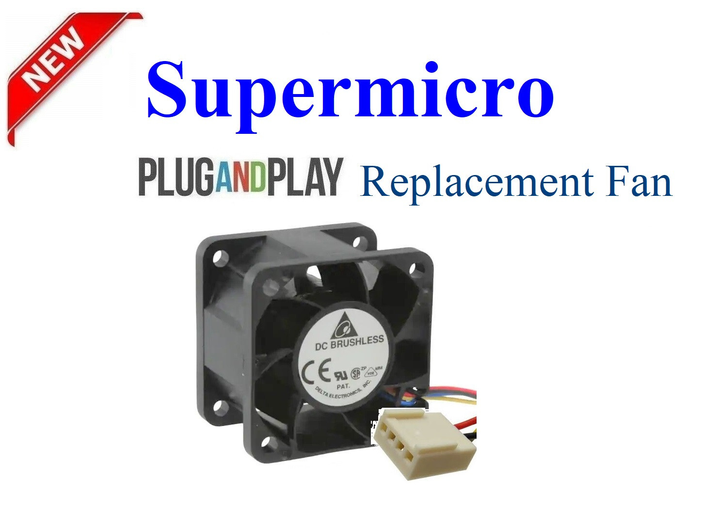 1x Replacement Fan for Supermicro FAN-0061L4  40x28mm 4-Pin PWM Axial Fan