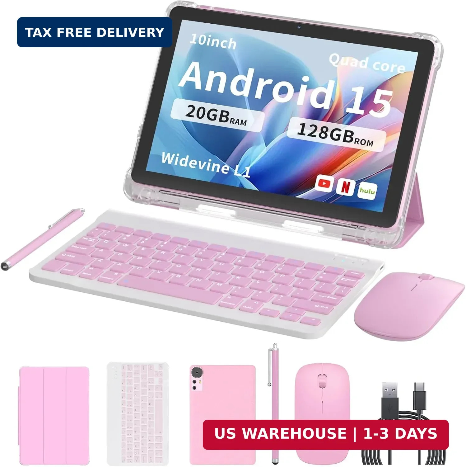 10 Inch Android 15 Tablet 20GB RAM 128GB ROM 5G WiFi 6 Octa Core Keyboard Pc