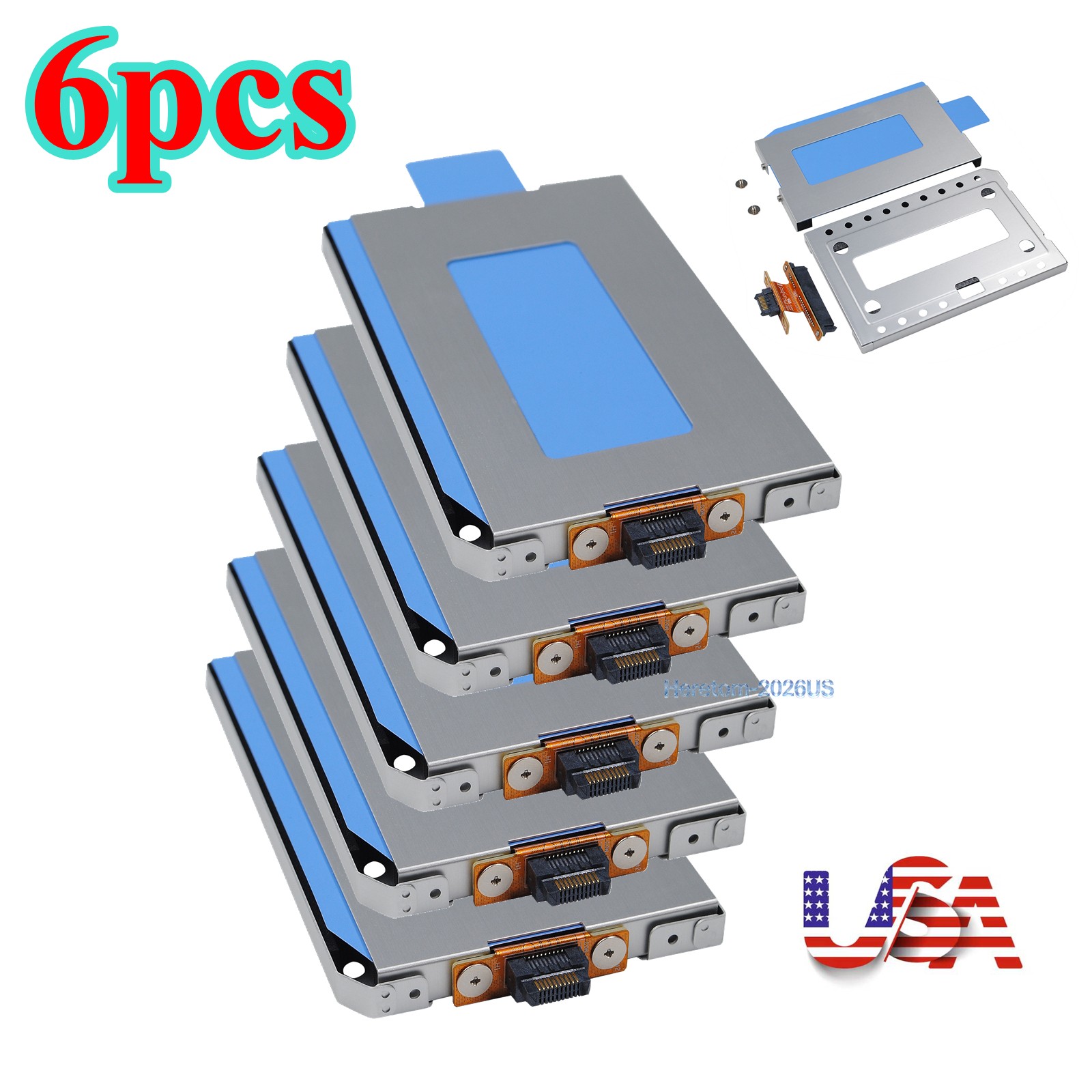 LOT OF 6 V2M50 HARD DISK TRAY CADDY FOR DELL LATITUDE 5404 5414 RUGGED PC