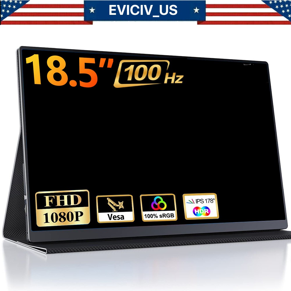 EVICIV 18.5" 100Hz Portable Monitor 400cd/m² Screen HDMI USB C 2000:1 Display US