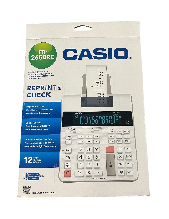 Casio FR-2650RC 12-digit printer calculator, two-color printing