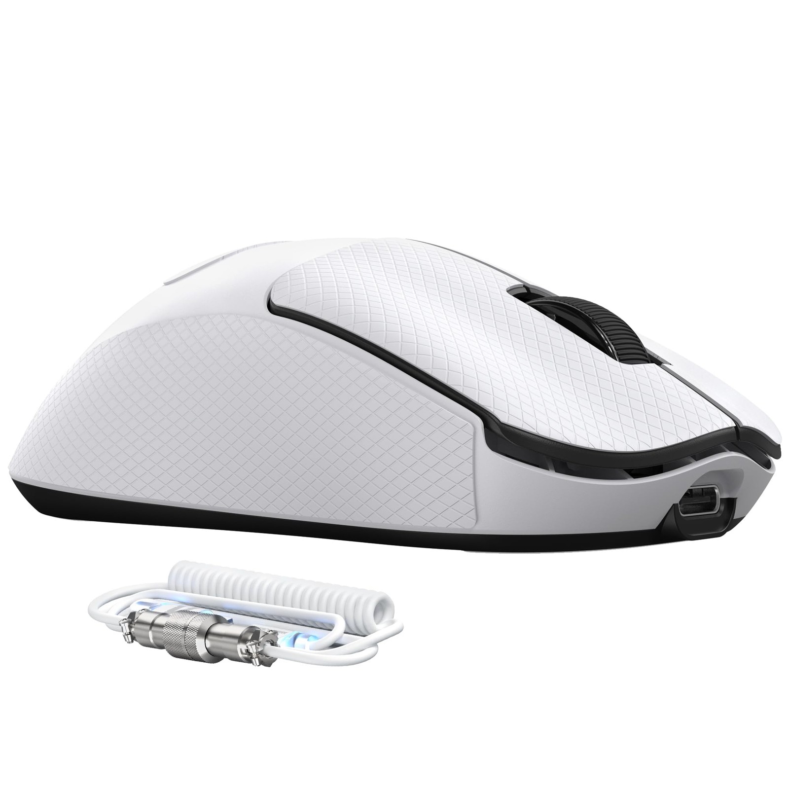 Attack Shark F1 Air Wireless Gaming Mouse White Black Mouse And Grip Tape