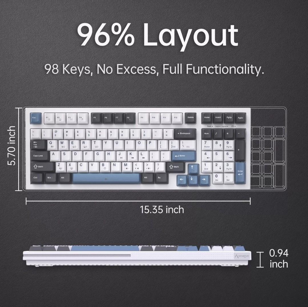 KEMOVE K98SE Mechanical Gaming Keyboard, 98 Keys LED Backlit Programmable Key...