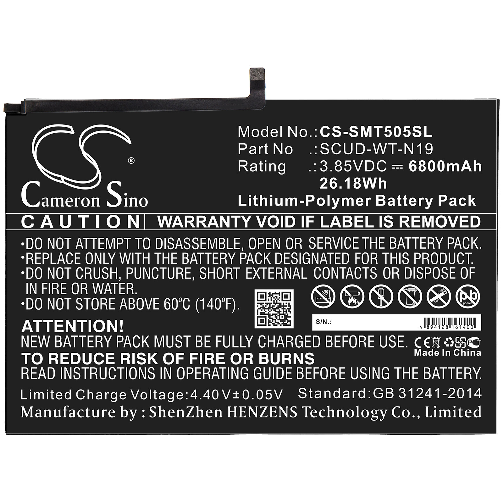 Battery 6800mAh Type SCUD-WT-N19 for Samsung Galaxy Tab A7 10.4 2020, SM-T505