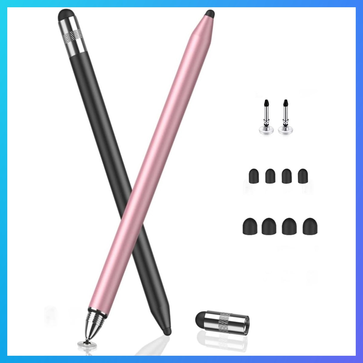 3-in-1 Stylus Pens Universal Touchscreen Transparent Disc Rubber Tip 2 Pack