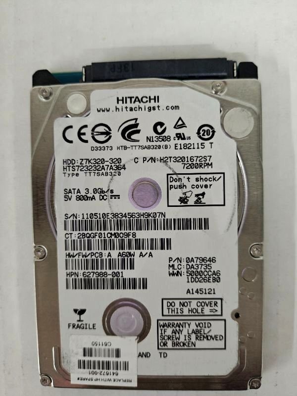 Hitachi Travelstar Z7K320 320GB 7200RPM 2.5" SATA HDD HTS723232A7A364 (D2/b3)