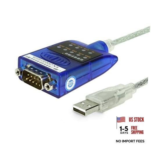 USB Serial Adapter FTDI Chip RS232 DB-9 920K w/TX/RX LED, Windows 10, 8, 7