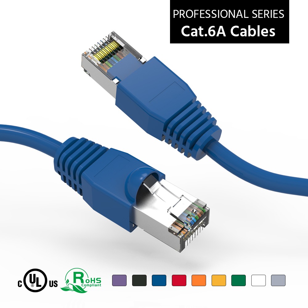 50Ft CAT6A Shielded (SSTP) Ethernet Network Booted Cable Blue