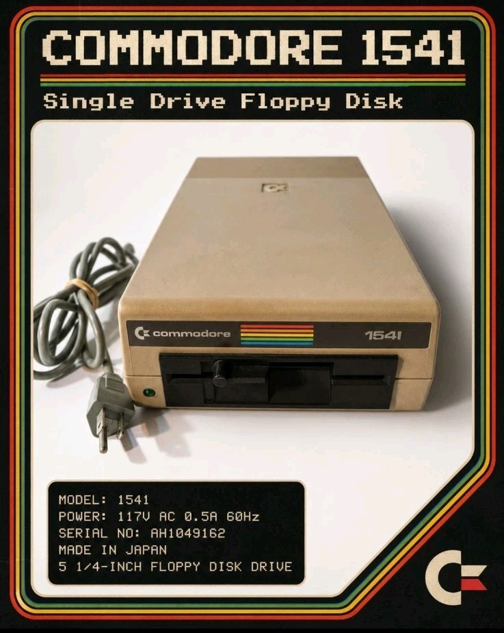 Commodore 1541 Single Floppy Disk Drive powers on untested C64/VIC-20 1983 Retro