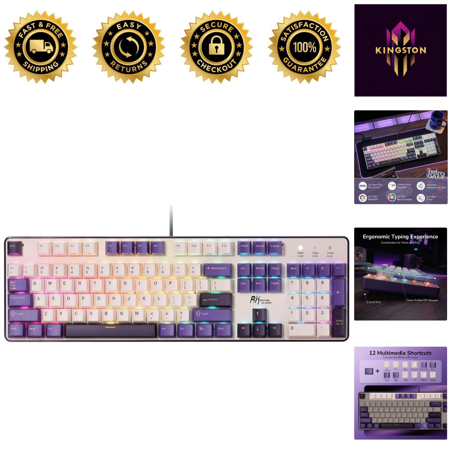 RK920 Full Size Mechanical Keyboard - RGB Backlit, Ergonomic & Hot-Swappable