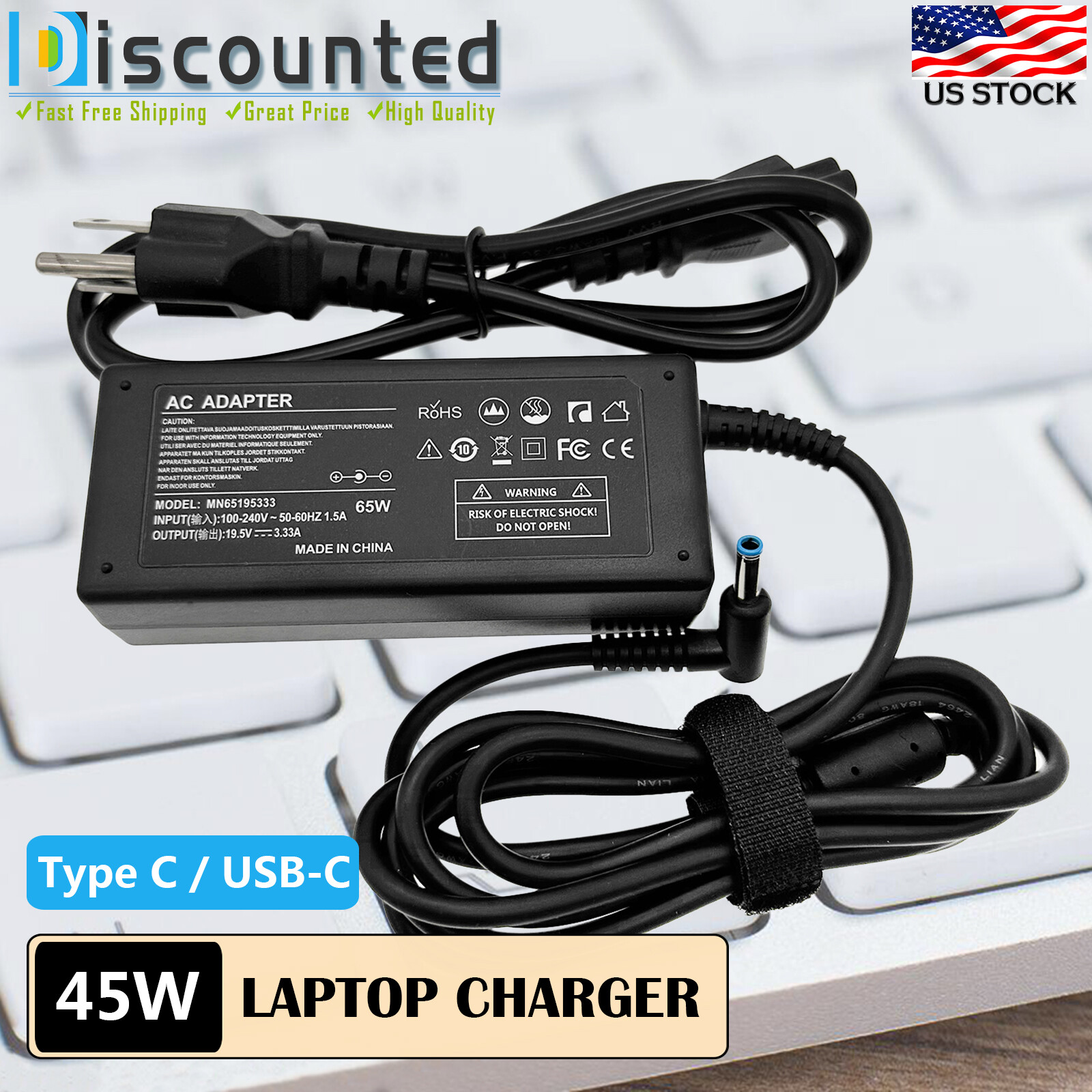 AC Adapter For HP M27f 2G3D3AA M27fe 43G46AA M27h LED Monitor Power Cord Charger