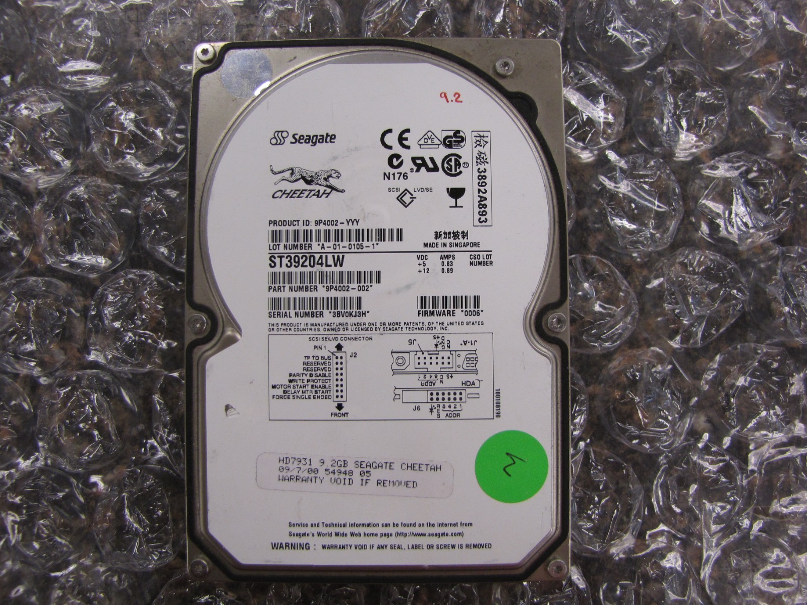 Seagate Cheetah 18XL Series 9.2GB ST39204LW SCSI 10K RPM Hard Drive TESTED -NK50