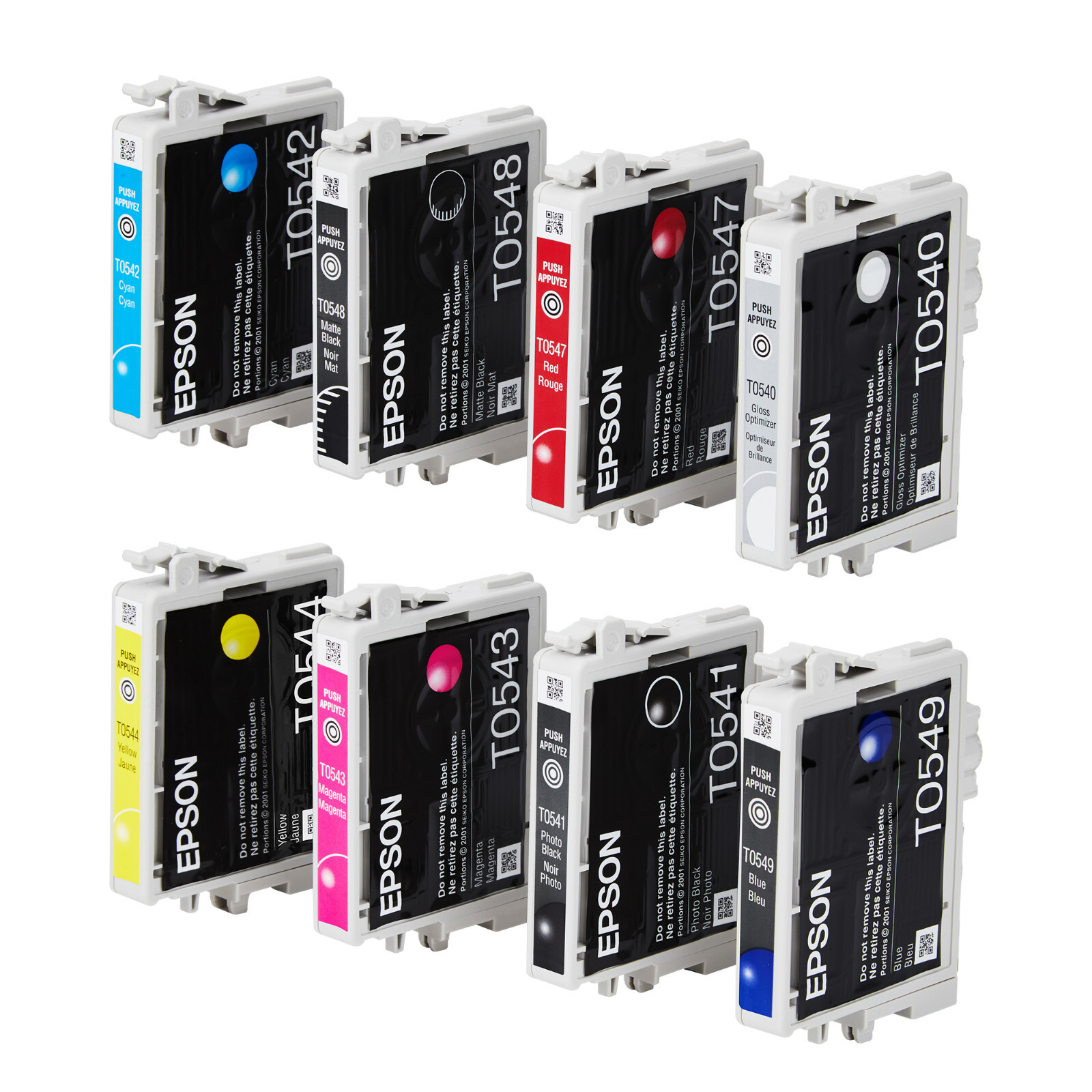New Genuine Epson Cartridges R800 R1800 Full Set T054(8pack)