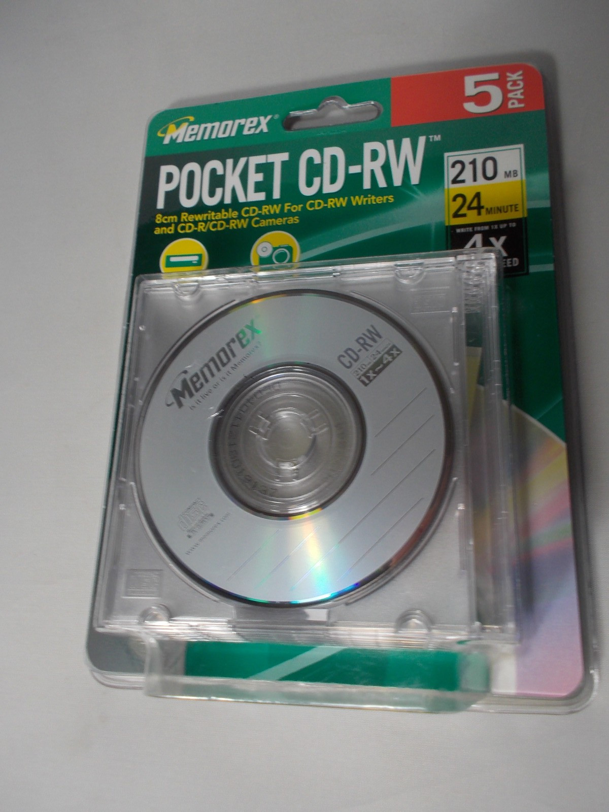 NOS MEMOREX Pocket CD-RW 1 Pack Of 5 210 Mb 24 Min Sealed Free S&H