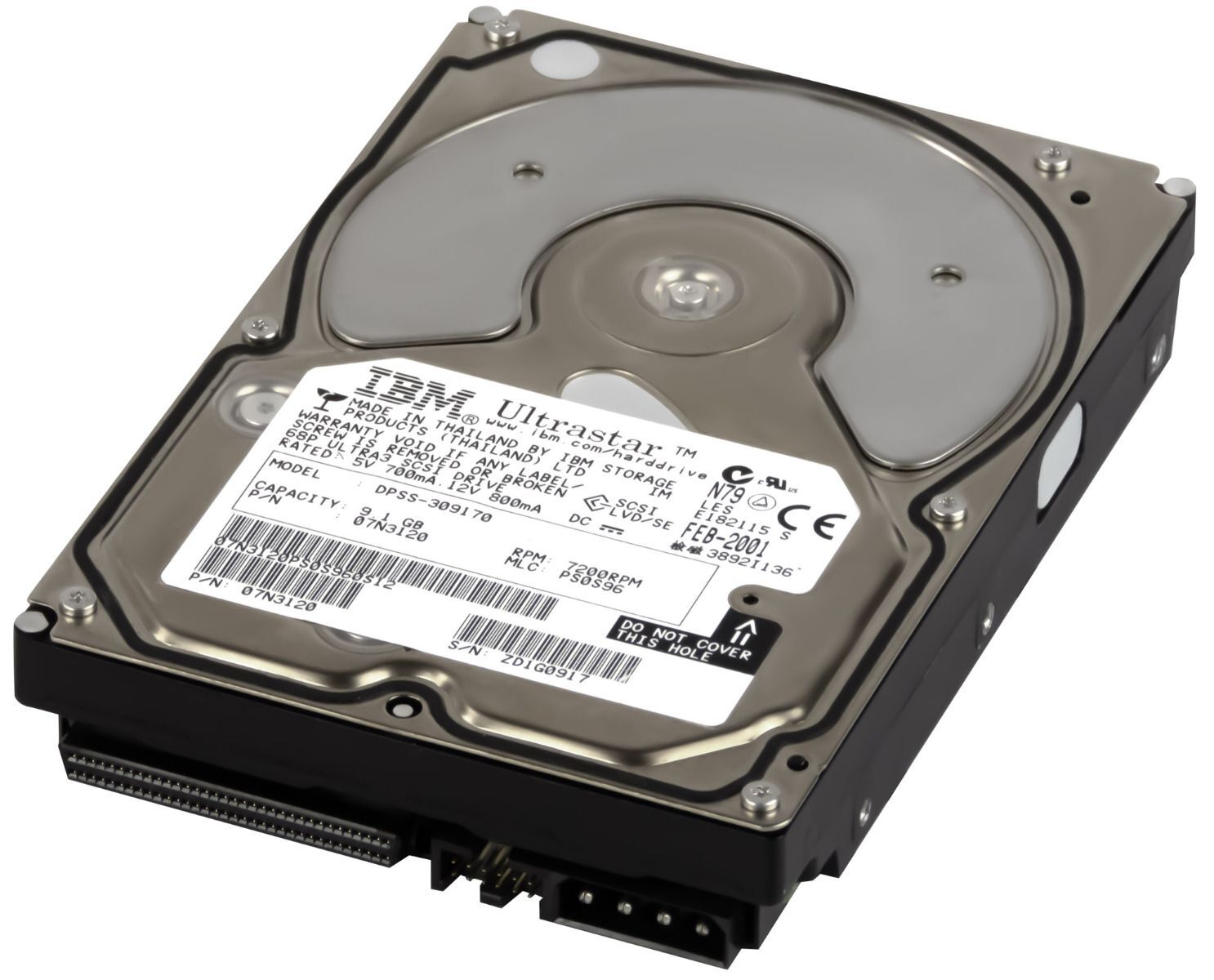 HARD DRIVE IBM ULTRASTAR 36LP 07N3120 DPSS-309170 9.1GB 7200RPM SCSI U160 3.5"